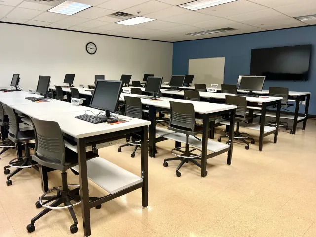 Computer Lab at Houston Career Institute - Modern workstations for certification prep and coursework