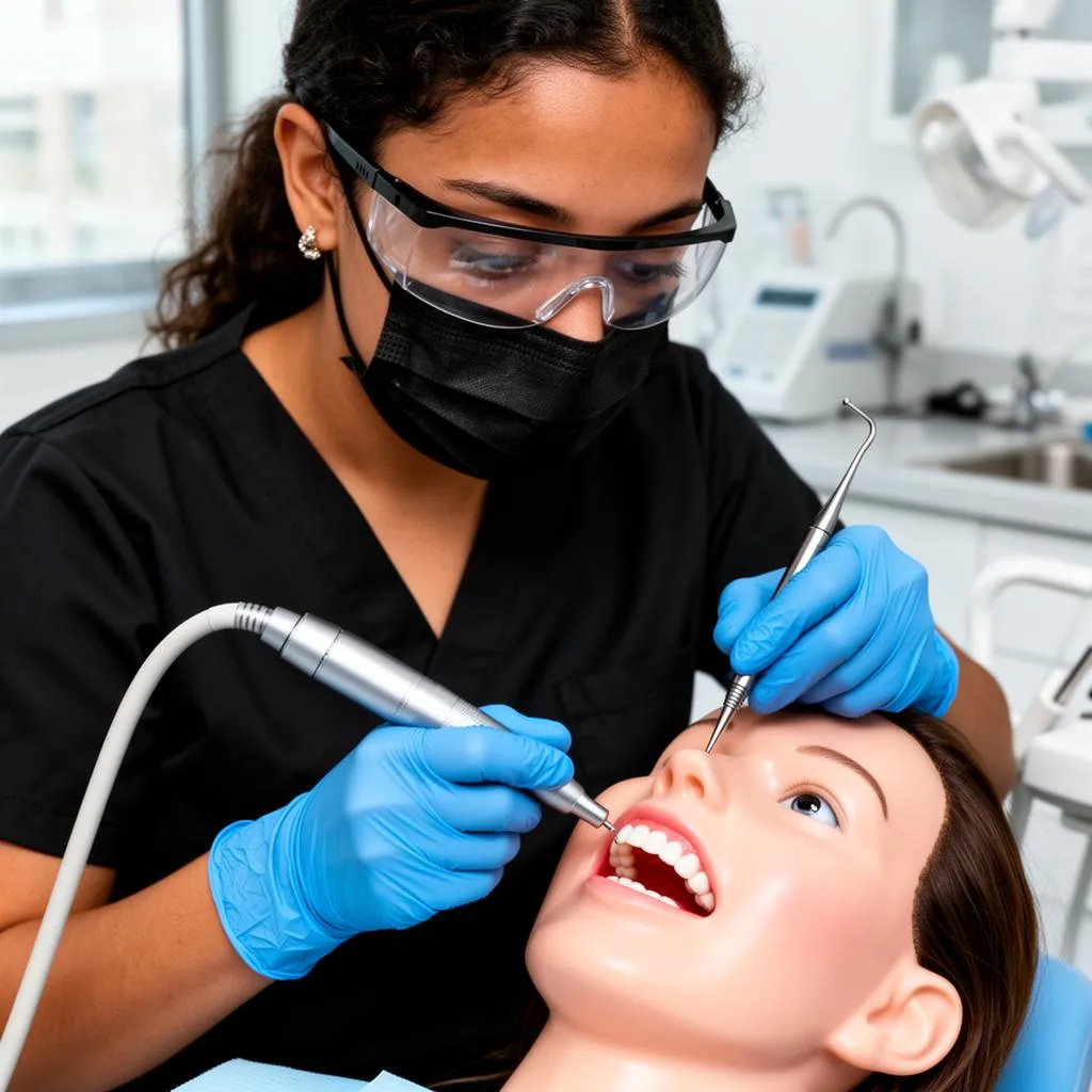 Students practicing dental radiography