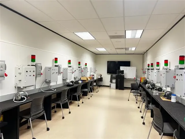 Electrical Lab at Houston Career Institute - Hands-on stations with real electrical components