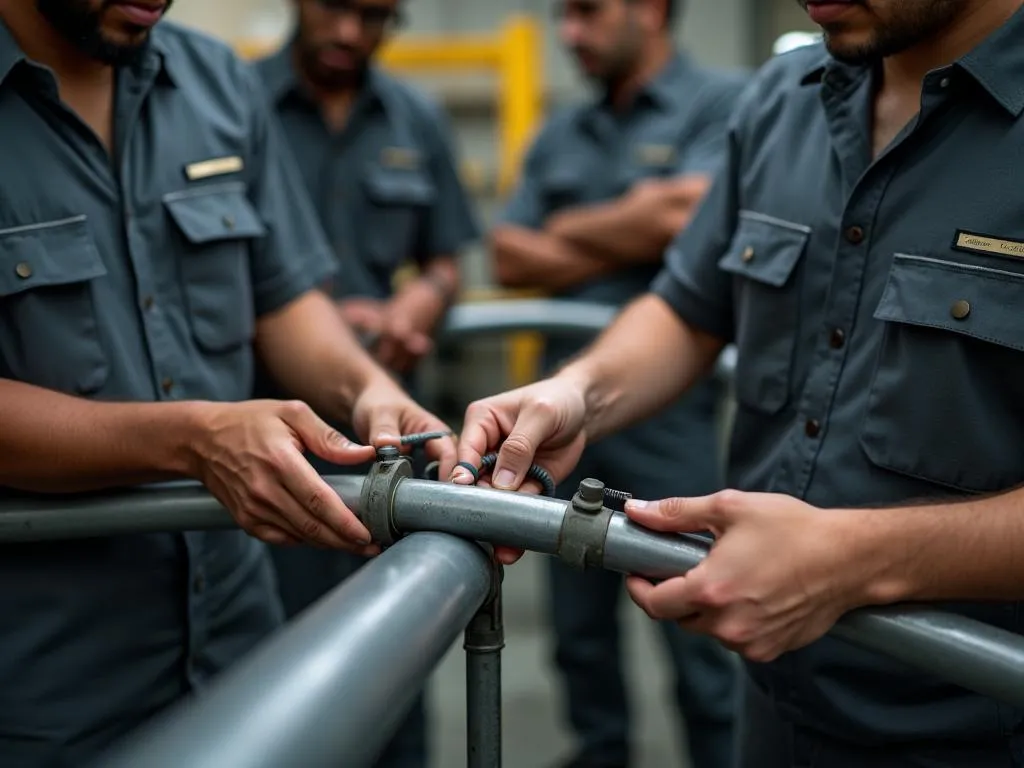 Student working with conduit in workshop